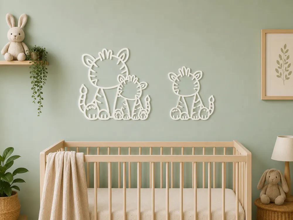Wall art : Zebra + baby zebra decoration frame, photo 3 of 4 - Wall art : Zebra + baby zebra decoration frame Home Decor Items