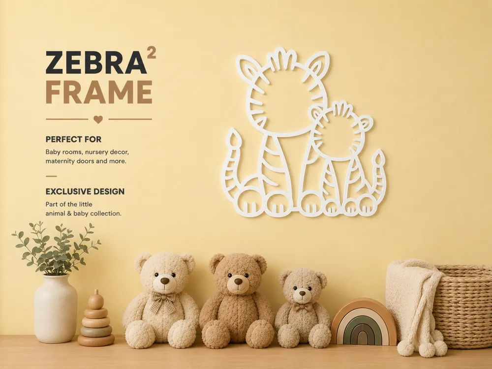 Wall art : Zebra + baby zebra decoration frame - Animal & Wildlife Wall Art, in stock