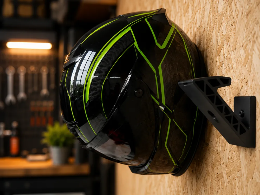 Wall mount for motorcycle helmet