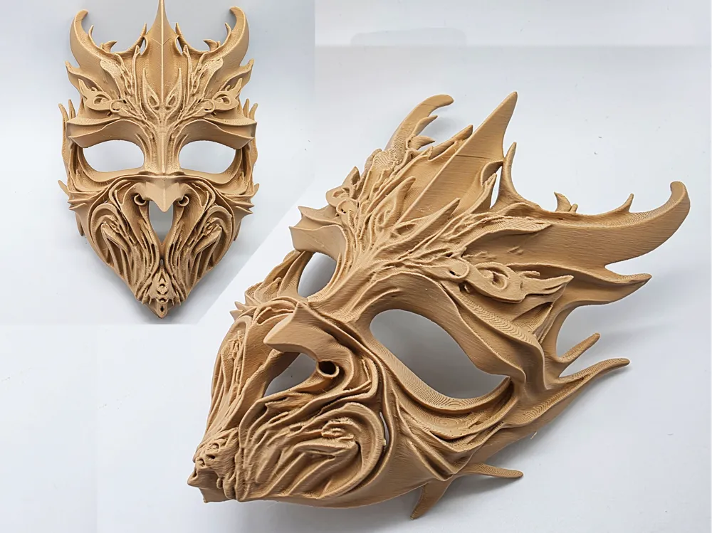 Wood-Carved Dark Ritual Mask