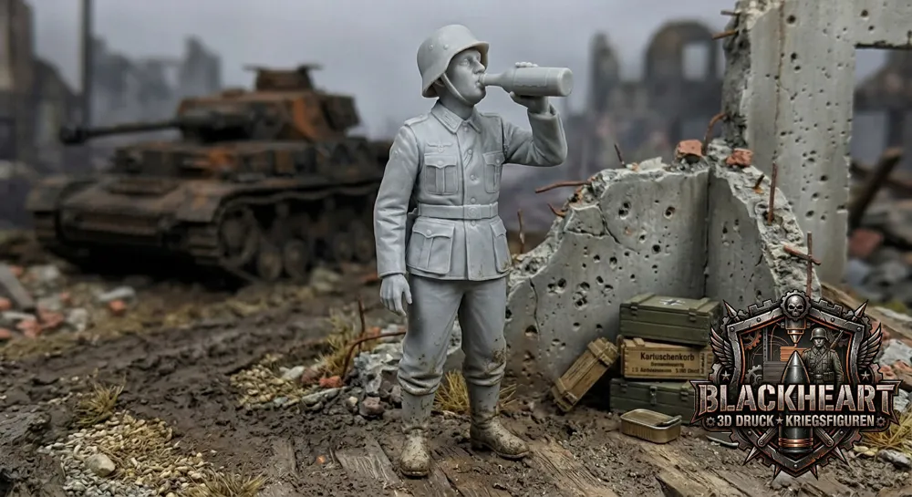 WWII Deutscher Soldat Mit Wein Flasche 1:35, photo 2 of 4 - WWII Deutscher Soldat Mit Wein Flasche 1:35 Miniatures