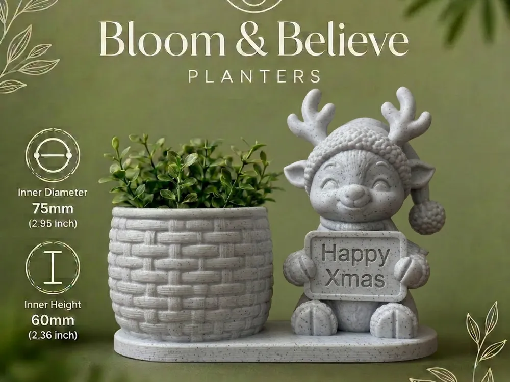 Xmas Reindeer Bloom & Believe Planter - Planters & Plant Pots, in stock