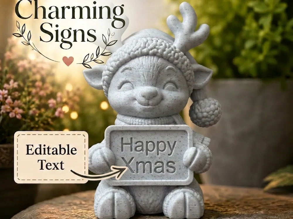 Xmas Reindeer Charming Sign Editable Text - Festivities, in stock in India