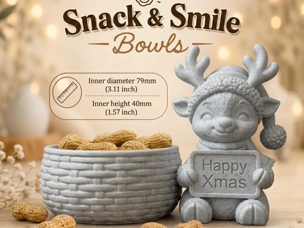 Xmas Reindeer Snack & Smile Bowl Editable Text - Plates, Bowls & Serving Trays, in stock in India