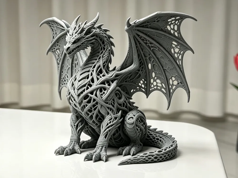 Voronoi Root Weave Dragon Sculpture