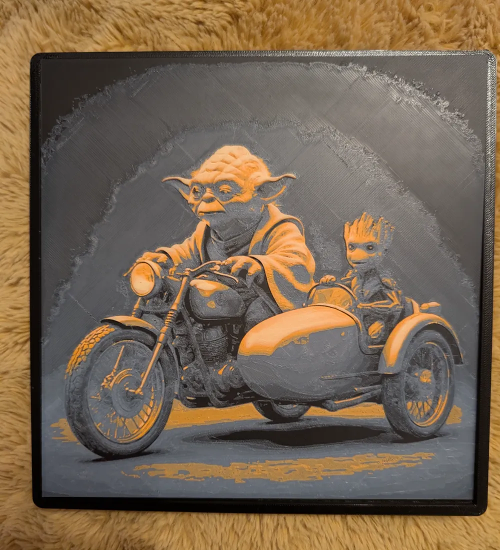 Yoda & Groot on and Motorbike & Sidecar, photo 2 of 4 - Yoda & Groot on and Motorbike & Sidecar Generative Art
