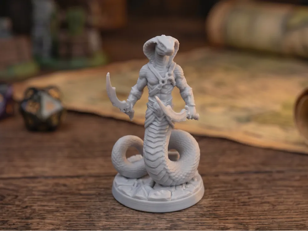 Yuan-Ti Malison - Cobra Serpentfolk Dual Duelist - Reptile & Amphibian Figurines, in stock