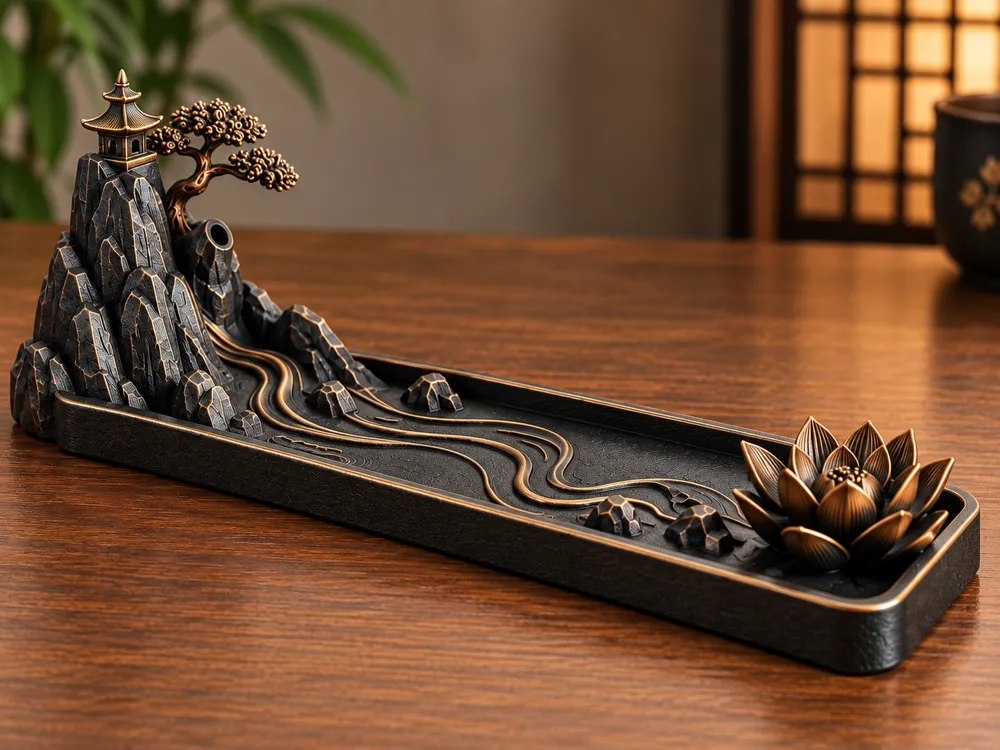Zen Mountain Lotus Incense Holder, photo 4 of 4 - Zen Mountain Lotus Incense Holder Household